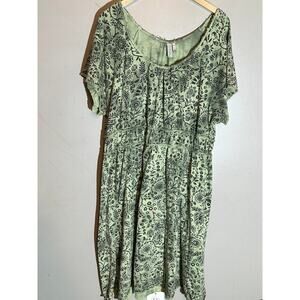 Sahalie Plus Size Olive Green T-Shirt Raw Neckline Hem Dress - 3x
